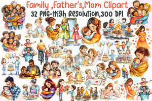 Family Clipart, Father's Day, Mom Da, an Illustration by Sublimation Artist