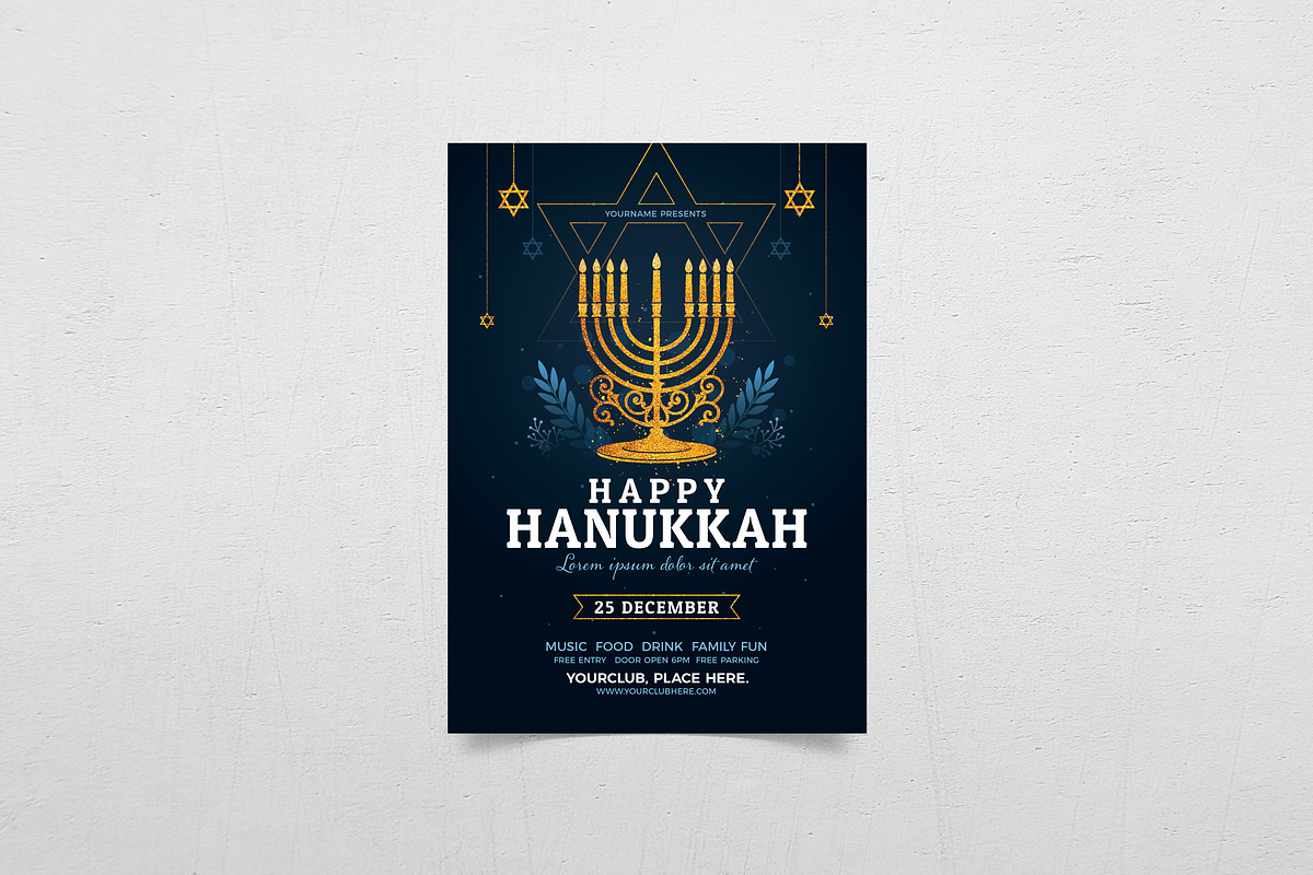 Happy Hanukkah Flyer, a Flyer Template by DesignWorkz