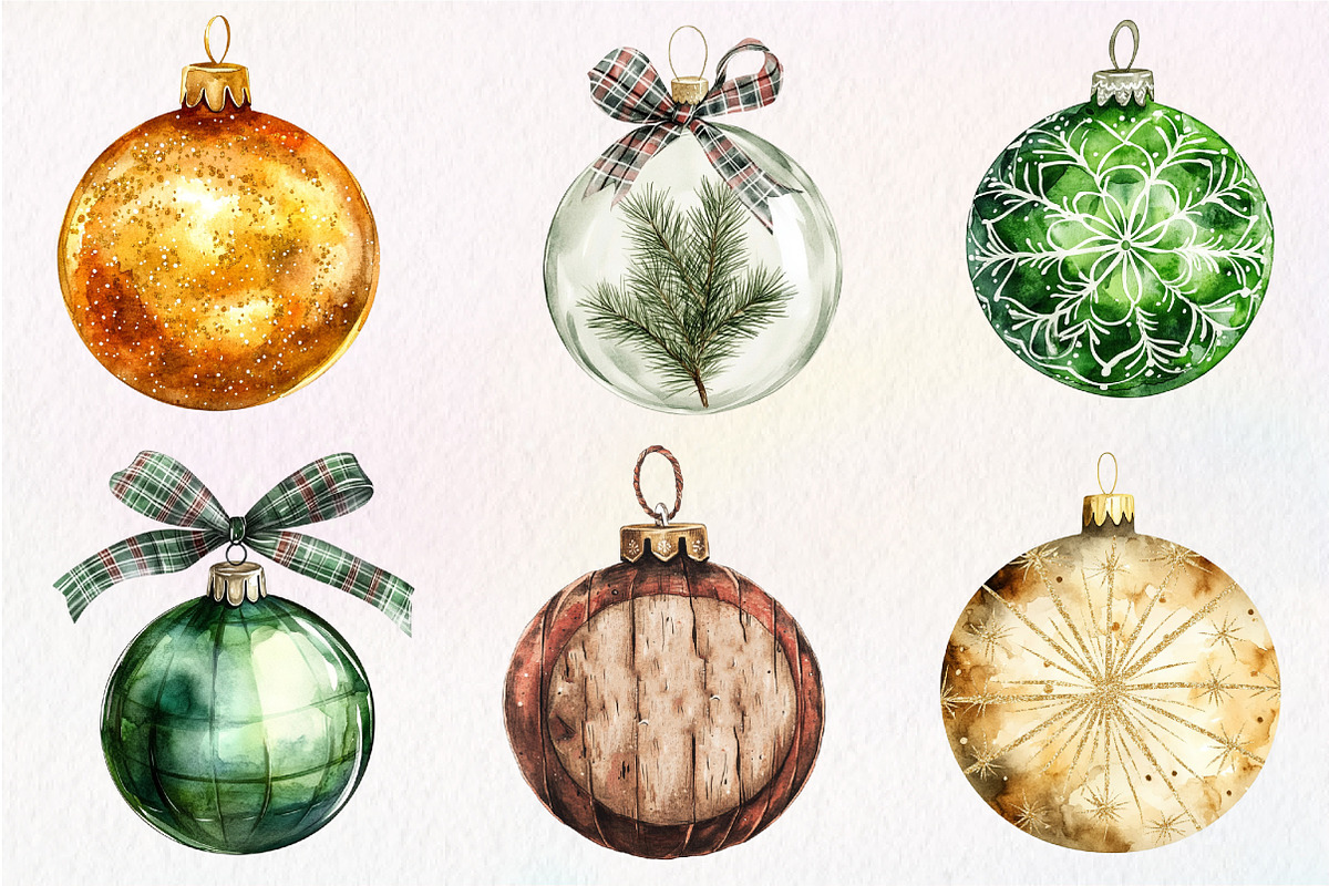 Christmas Ornaments Clipart, an Illustration by Dream Creation (Photo 3 of 7)