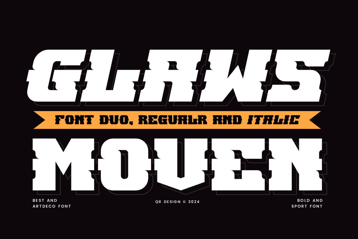 Glaws Moven - Athletics & Basketball, a Slab Serif Font by QR Design Studio (Photo 1 of 7)