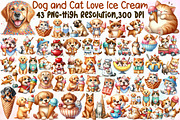 Funny Dog and Cat Love Ice Cream Cli, an Illustration by Sublimation Artist (Thumbnail 1 of 6)
