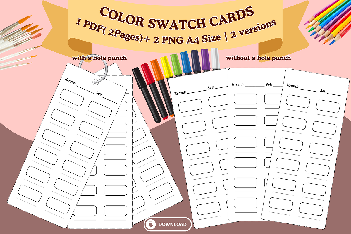COLOR SWATCH CARD SHEET PDF PNG, a Decorative Illustration by Vachira Digital Studio (Photo 1 of 4)