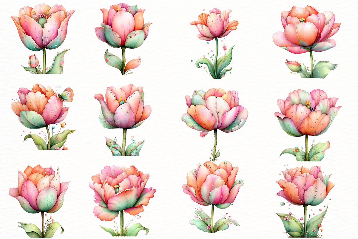 Whimsical Tulip Clipart, an Illustration by Designworld (Photo 3 of 7)