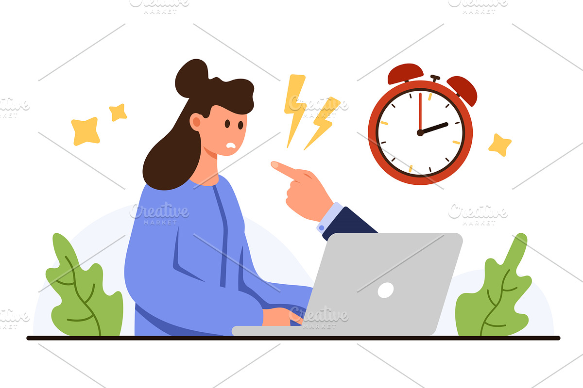 Stressed Female Employee Under, a Person Illustration by Flashvector