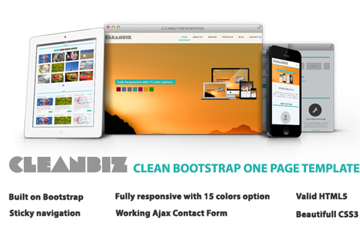 CleanBiz – Bootstrap One Page, a Bootstrap Template by Sunflower Theme (Photo 2 of 5)