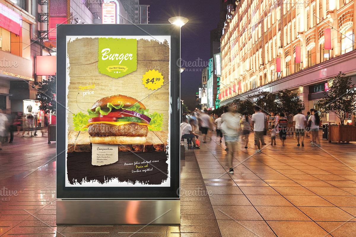 Burger Restaurant Flyer Template, a Flyer Template by ShapShapy (Photo 2 of 6)