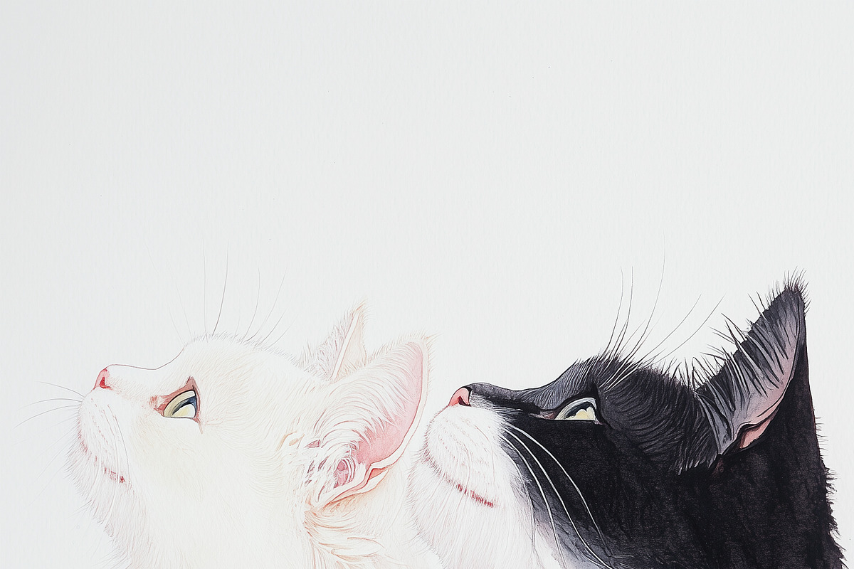 Two adorable cats sitting together, an Animal Illustration by Irina Moskalev