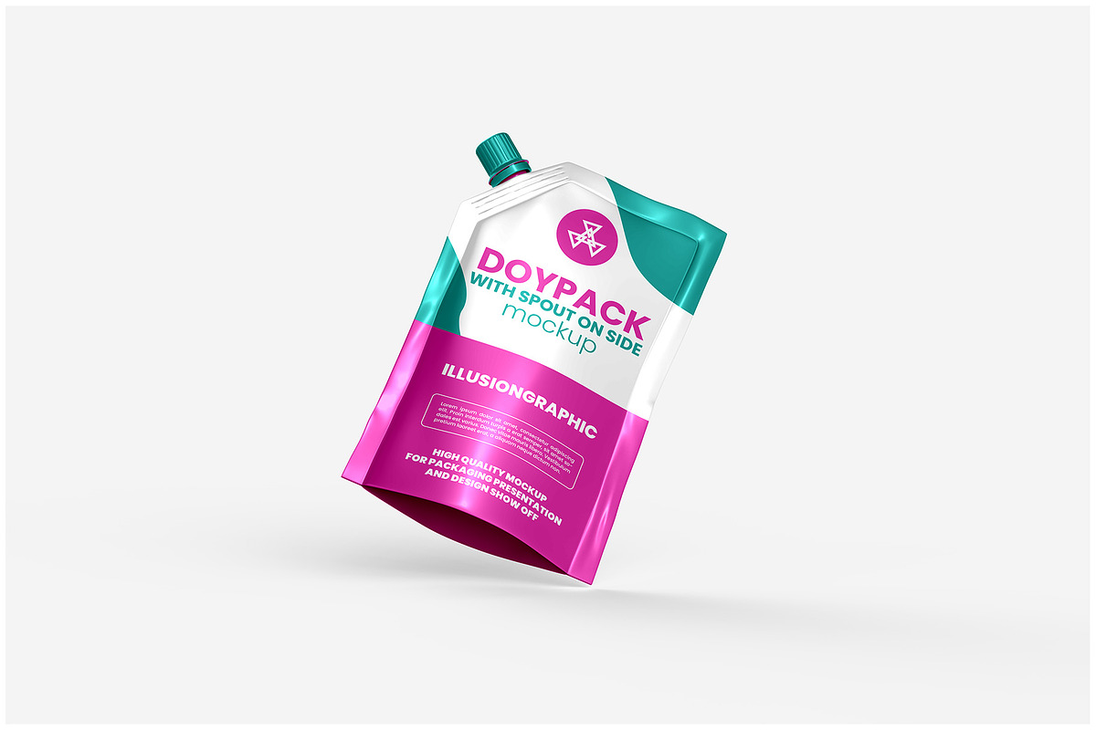 Doypack with Spout on Side Mockup, a Packaging Mockup by Illusiongraphic (Photo 5 of 25)
