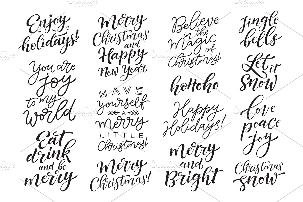 Winter holidays set | 60 lettering, an Illustration by bariskina (Photo 5 of 10)