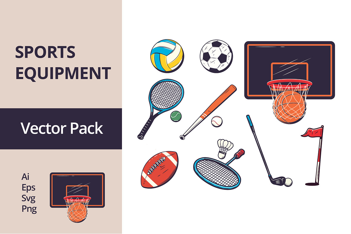 Sports Equipment Vector Pack, an Object Graphic by Jiwstudio (Photo 1 of 2)