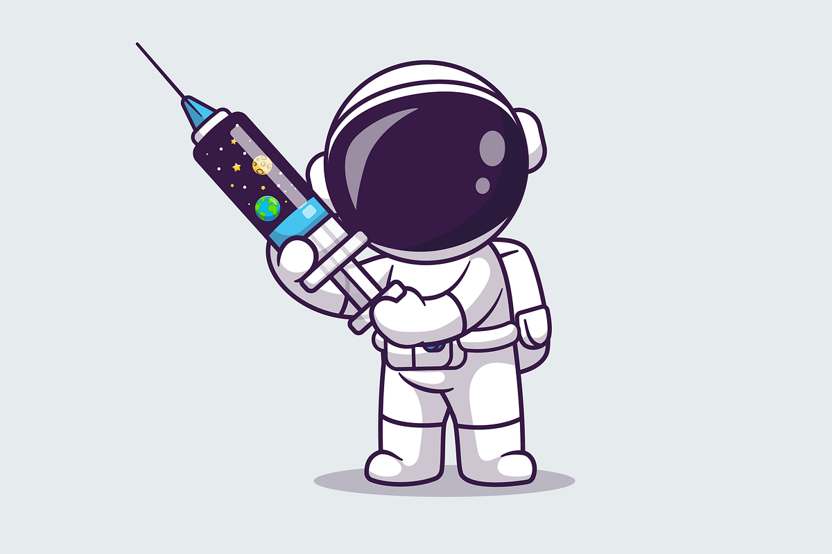 Cute Astronaut Holding Injection, a Healthcare Illustration by Catalyst Labs (Photo 3 of 3)