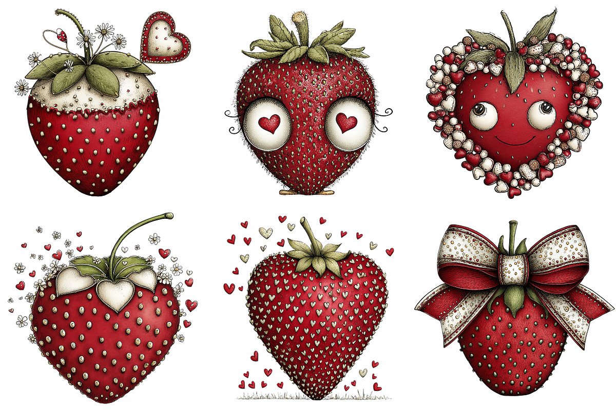 Valentine Strawberry Clipart, an Illustration by Craft Nest (Photo 5 of 8)