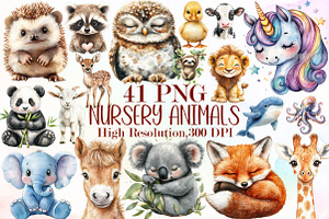 Nursery Animals Clipart, an Illustration by Sublimation Artist