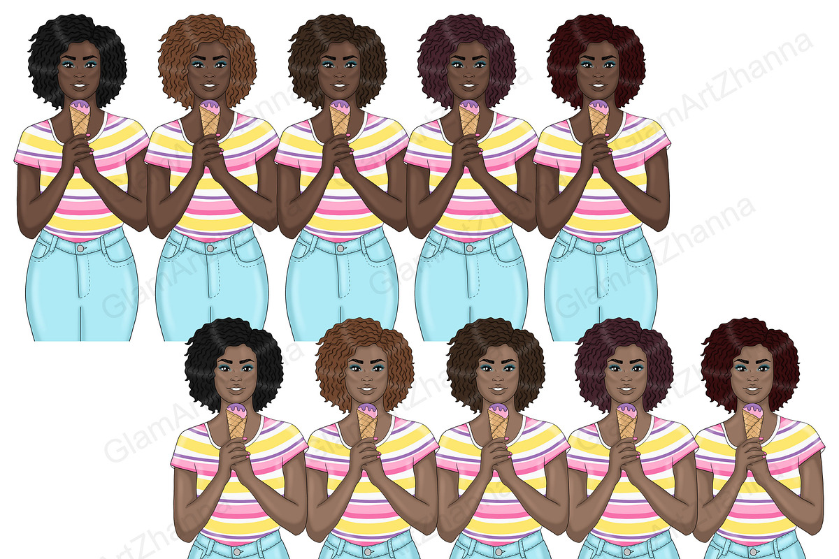 Ice Cream Clipart | Vacation Girl, a Person Illustration by GlamArtZhanna (Photo 3 of 5)
