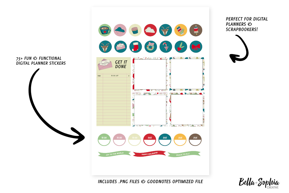 75+ Holiday Digital Stickers PNG+GN5, a Stationery Template by Bella+Sophia Creative (Photo 5 of 5)