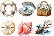 Summer Coastal Serenity Clipart, an Illustration by OK Design (Thumbnail 3 of 5)
