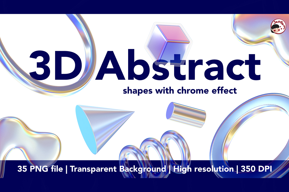 3D Abstract Shapes Chrome Effect, an Object Graphic by JaoGam (Photo 1 of 4)