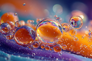 Vibrant Oil Bubbles Abstract Art Col, a Photo by Pixeness Studio