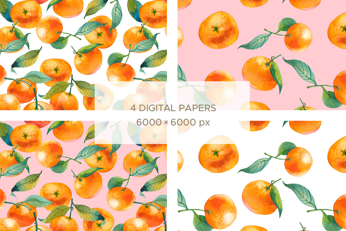 Watercolor Mandarin Fruits Vol. 1, a Food Illustration by Olga Begak Art & Design (Photo 4 of 10)