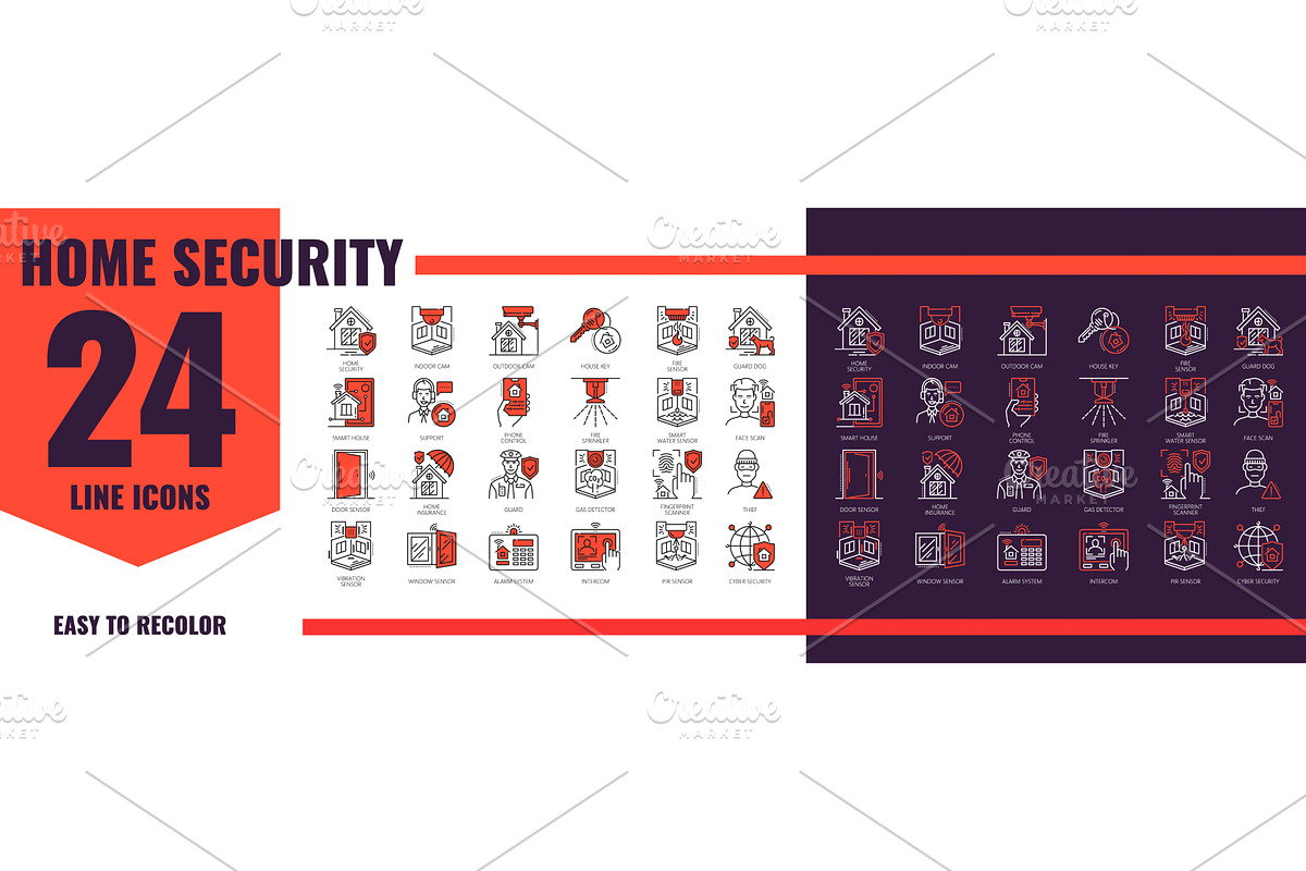 Home security icons, smart control, a Technology Illustration by Vector Tradition