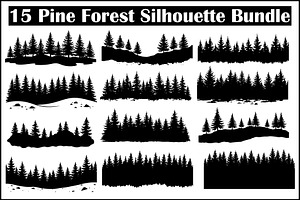 Pine Forest Silhouette Bundle, a Graphic by Creativeshirt