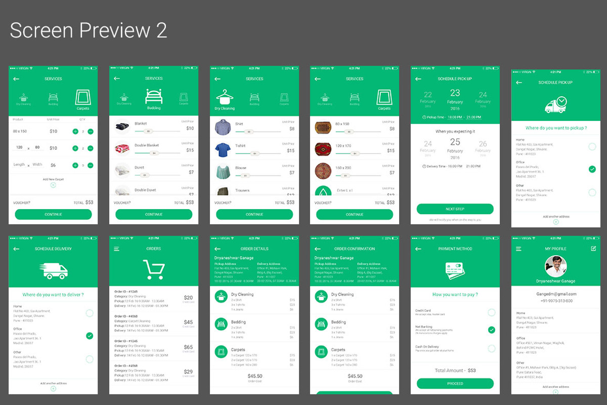 Simplify Laundry App UI Kit, an UI Kit Template by Themeclues (Photo 5 of 6)