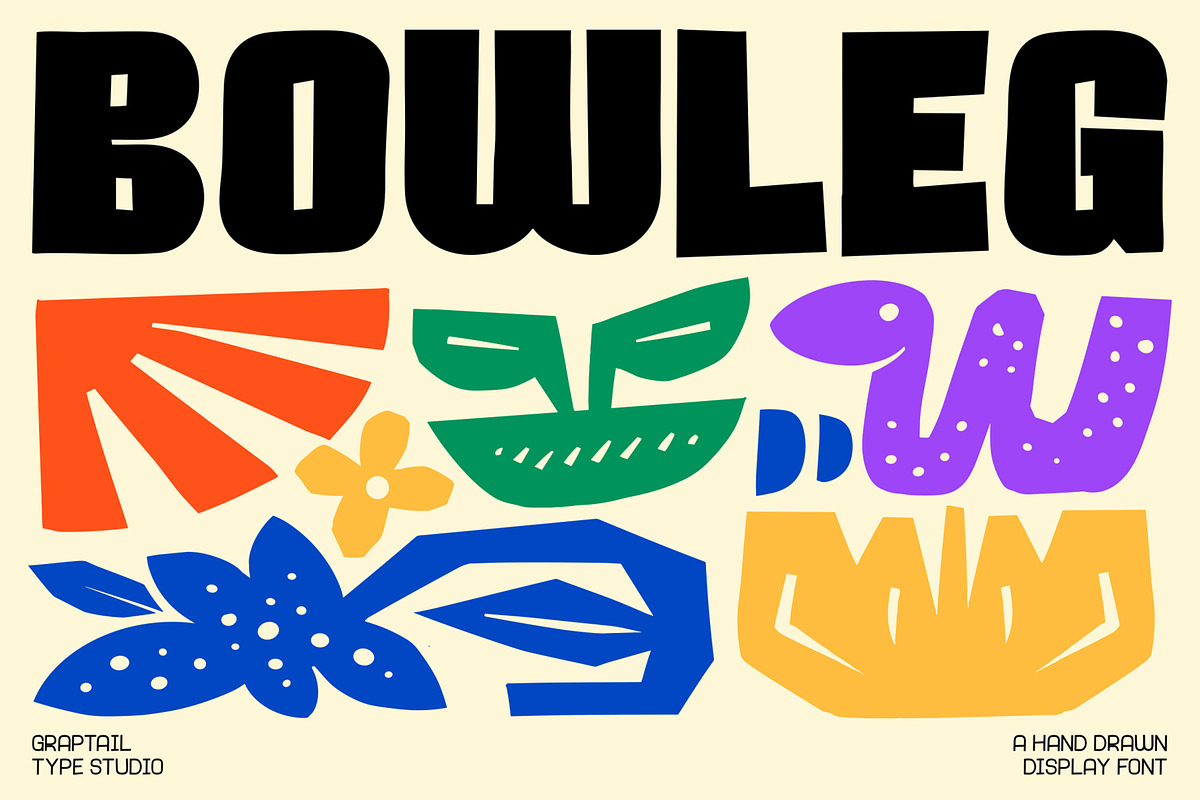 Bowleg – Hand Drawn Display Font, a Handwritten Font by Graptail (Photo 1 of 15)