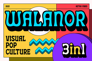 Walanor - Vintage Retro Pop Fonts, a Font by Konstantine Studio