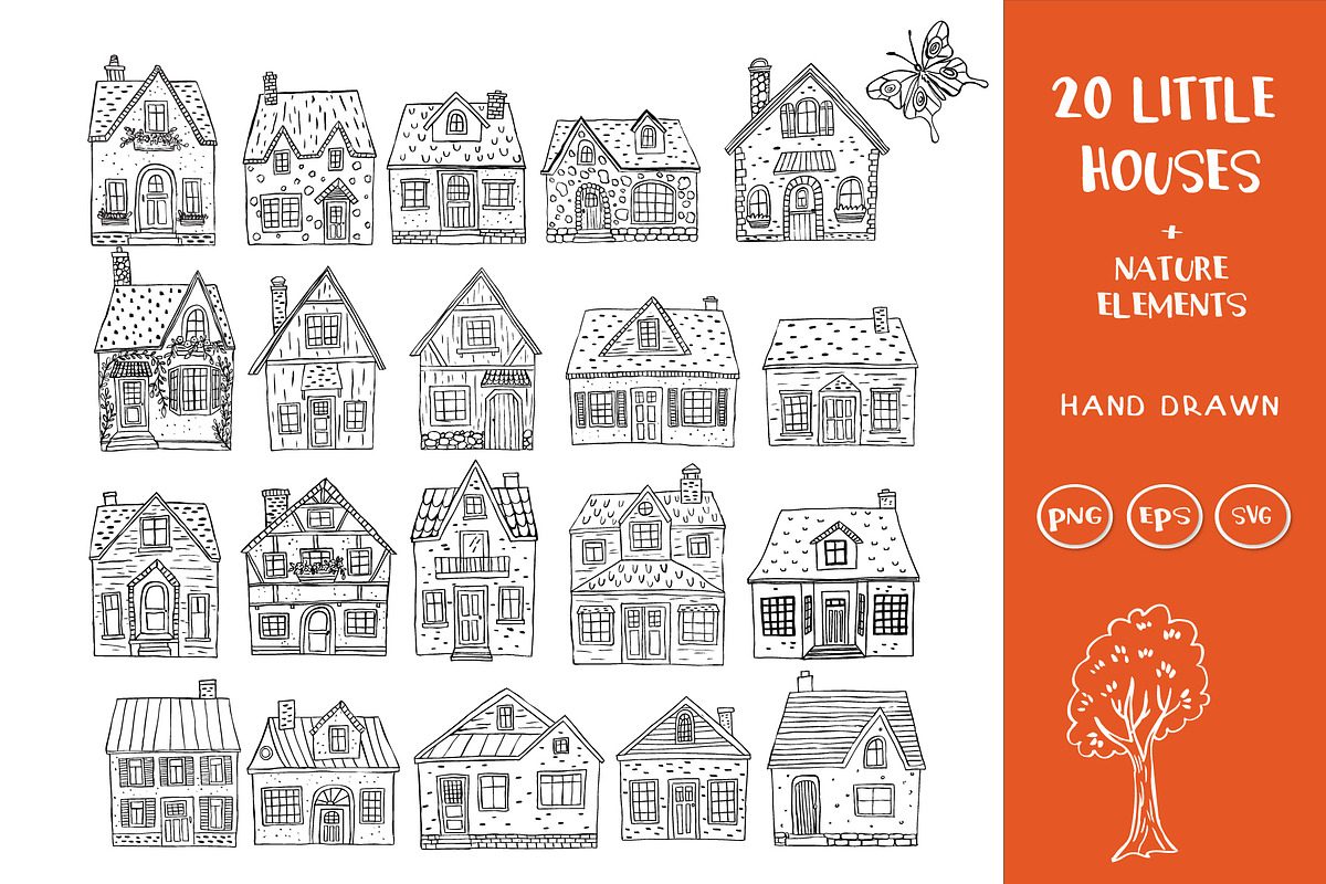 Hand-Drawn Cottage Clipart Set, an Object Illustration by Anna Ivanir (Photo 1 of 3)