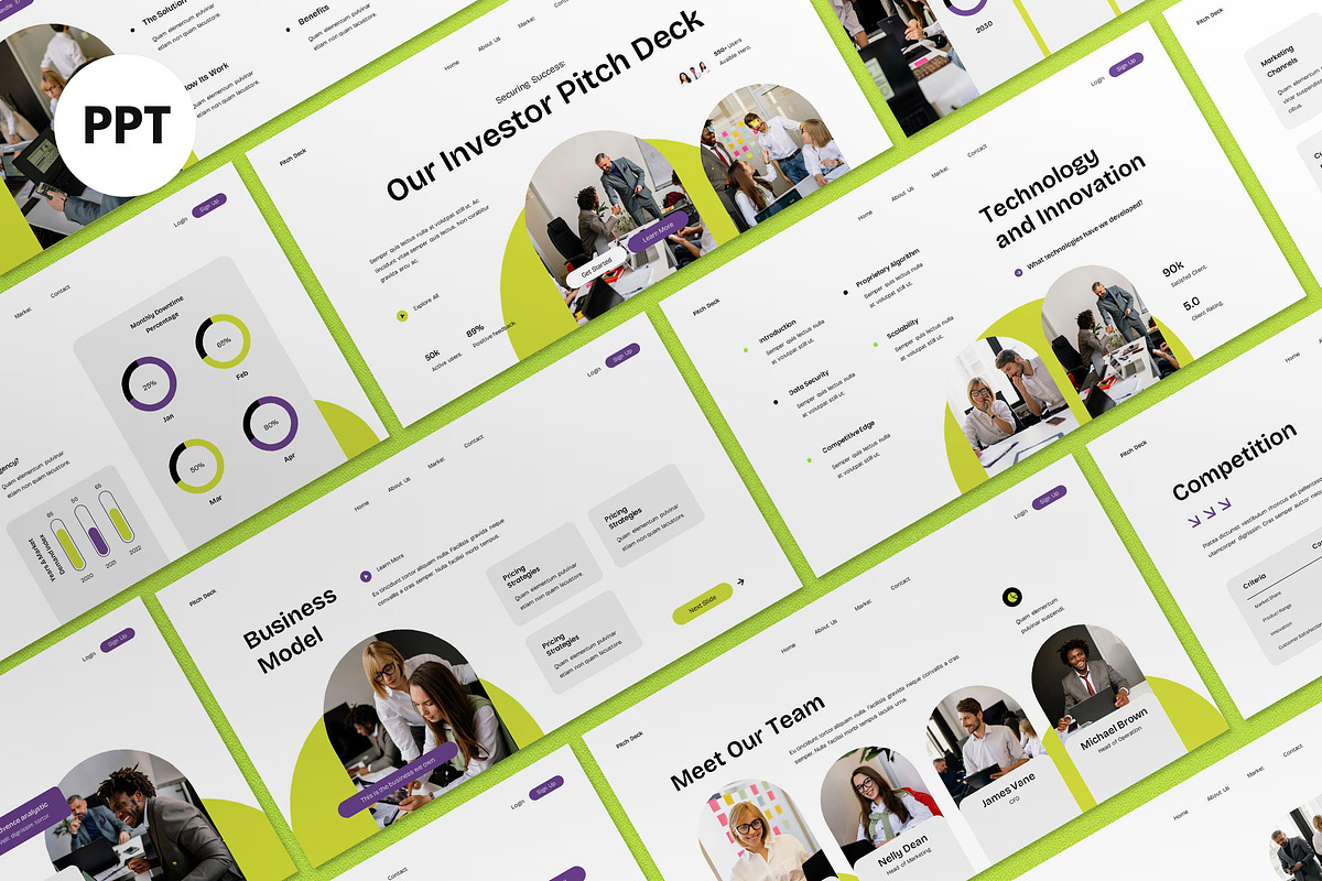 White Investor Pitch Deck PPT, a Presentation Template by graphicook