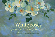 White roses. Hand painted floral set, a Pattern Graphic by olly87 (Thumbnail 1 of 5)