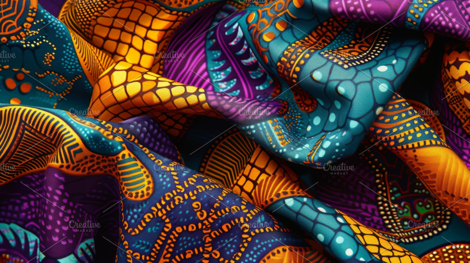 Vivid African pattern on fabric, an Abstract Photo by Handmadefont