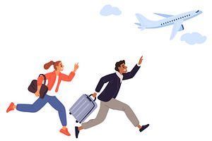 Man with suitcase and woman with bag, a Transportation Illustration by Vectorbuum
