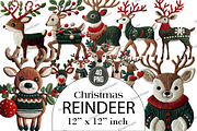 Christmas Reindeer Clipart, an Illustration by DreamArtGraphic (Thumbnail 1 of 4)