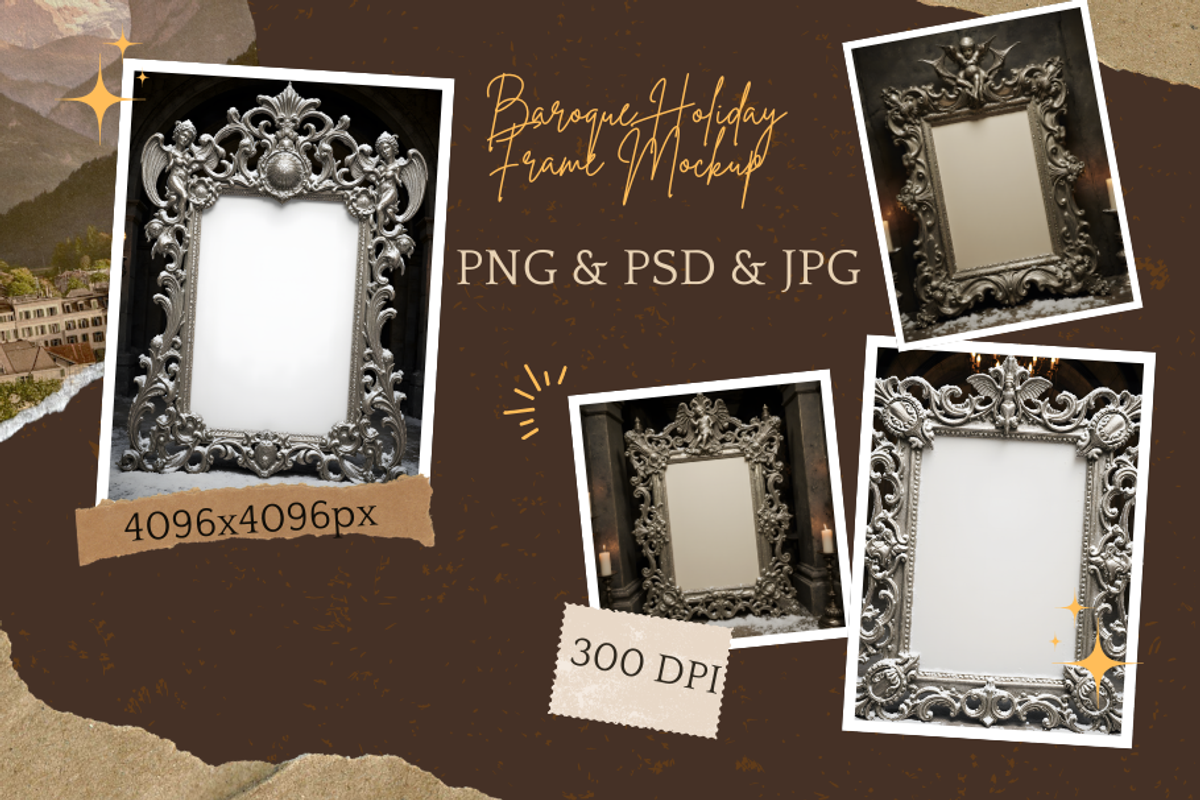 Baroque Holiday Frame Mockup, a Mockup by StormDigitalArt (Photo 2 of 2)