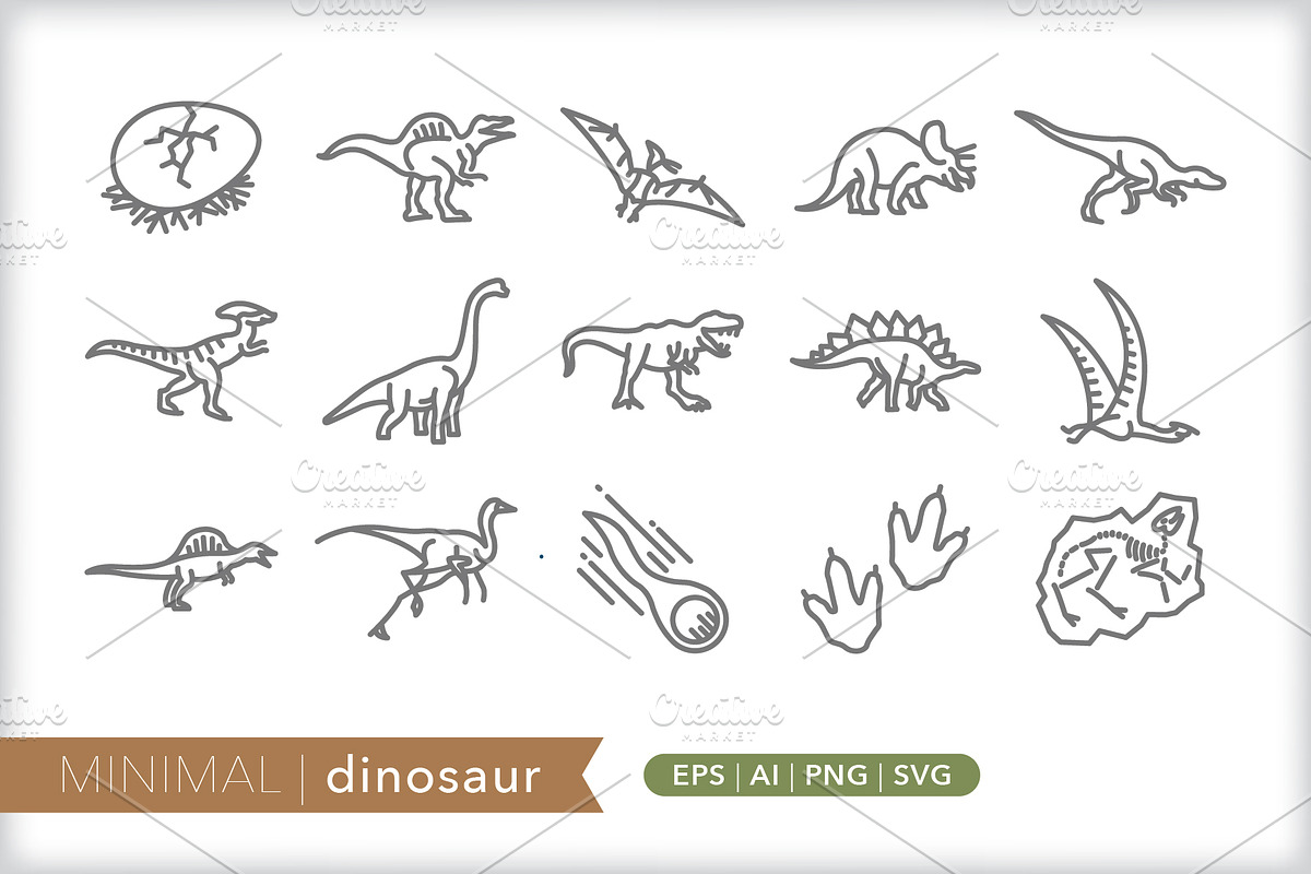 Minimal dinosaur icons, an Outline Icon by Picture Window (Photo 1 of 5)