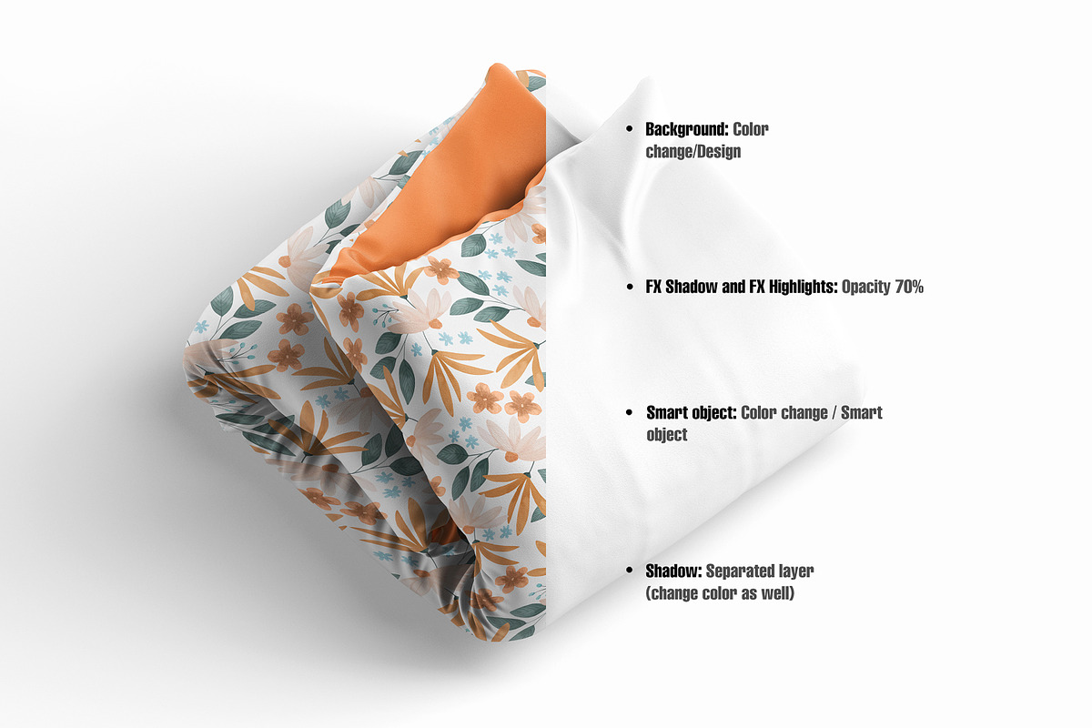 Folded Duvet Blanket Mockup, a Household Mockup by GraphicVil (Photo 3 of 9)