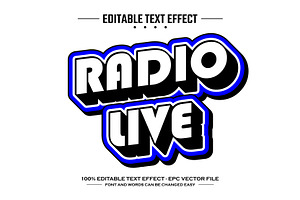 Radio live 3D editable text effect