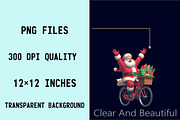Santa Bicycle with Gifts Clipart Bun, an Illustration by SVGArt (Thumbnail 4 of 7)