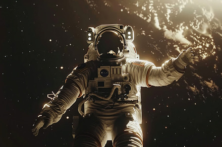 Boundless Horizon: Astronaut Adrift Above Earth's Atmosphere - Generative AI, a Background Photo by José Manuel Gelpi