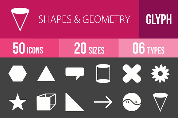 50 Shapes Geometry Glyph Inverted