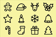 Christmas Holiday Vector Icons, an Outline Icon by Vectorium Studio (Thumbnail 1 of 2)