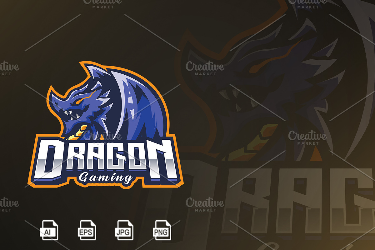 Dragon Mascot Logo Template, a Branding & Logo Template by HasnainGFX (Photo 1 of 3)