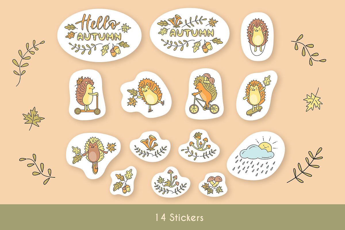 Cozy Autumn Hedgehog Collection, an Animal Illustration by Natali_Zhy (Photo 4 of 6)