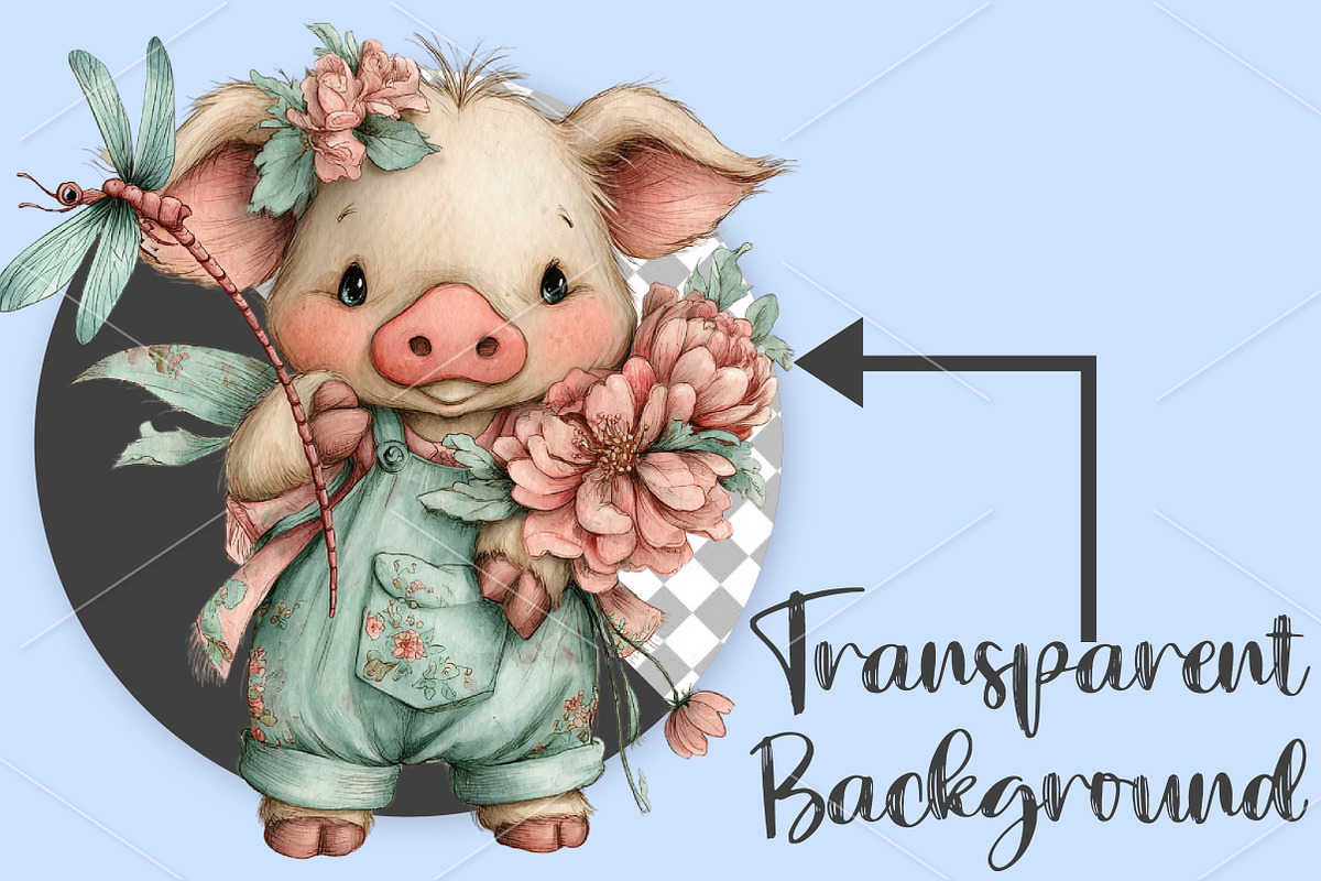 Whimsical Summer Pig Clipart Bundle, a Seasonal Illustration by Canvas Craft (Photo 2 of 7)