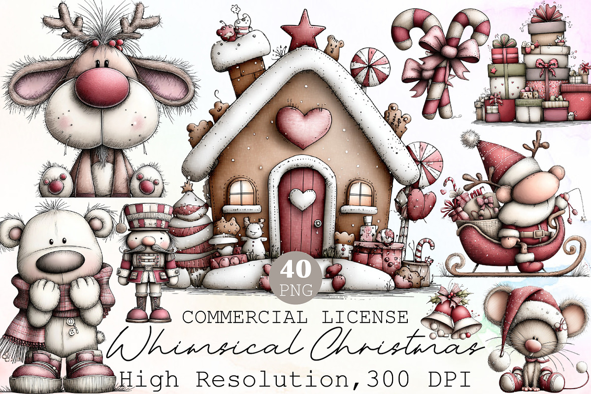 Whimsical Christmas Clipart, an Illustration by Sublimation Artist (Photo 1 of 6)