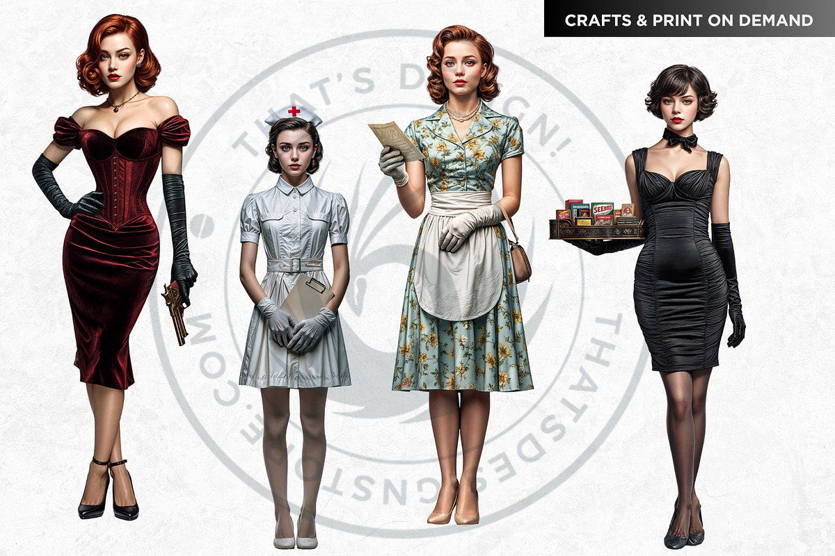 Noir Movie Characters clipart set, a Decorative Illustration by ThatsDesignArt (Photo 10 of 10)