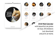 2018 Wall Calendar with cats., a Stationery Template by JS Shop (Thumbnail 1 of 4)