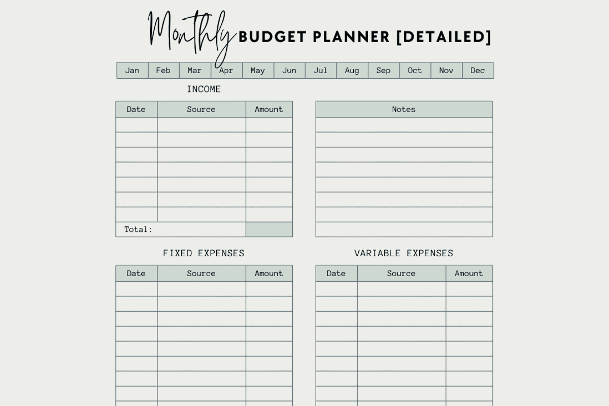 Monthly Budget Tracker, a Stationery Template by Brand Your Biz Co. (Photo 6 of 10)