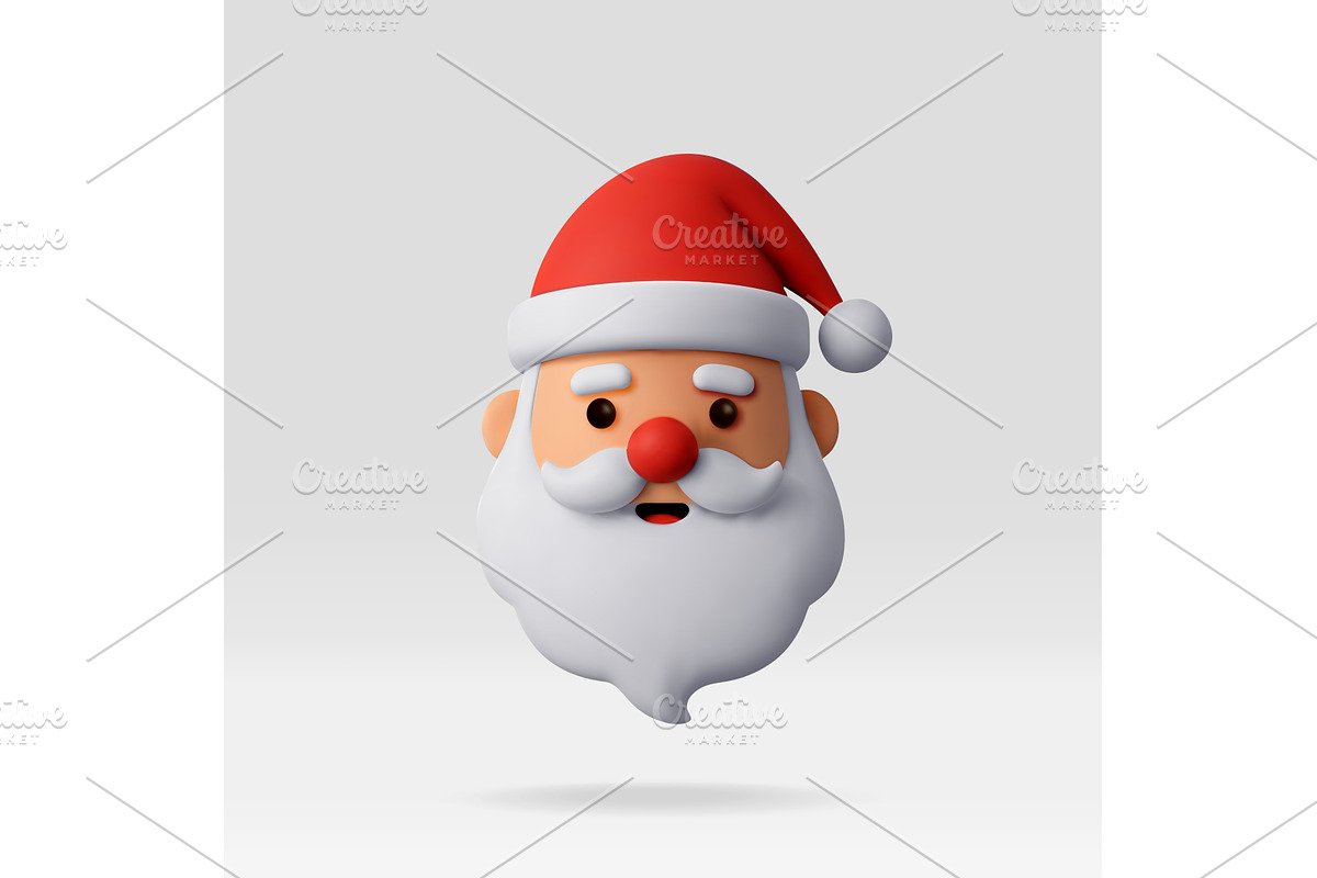 3D Cartoon Santa Claus Head Icon, an Object Illustration by Abscent